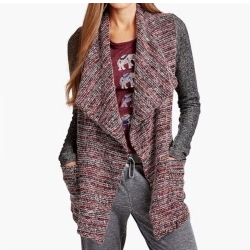 Lucky Brand - Lotus Collection Open Front Marled Knit Waterfall Cardigan